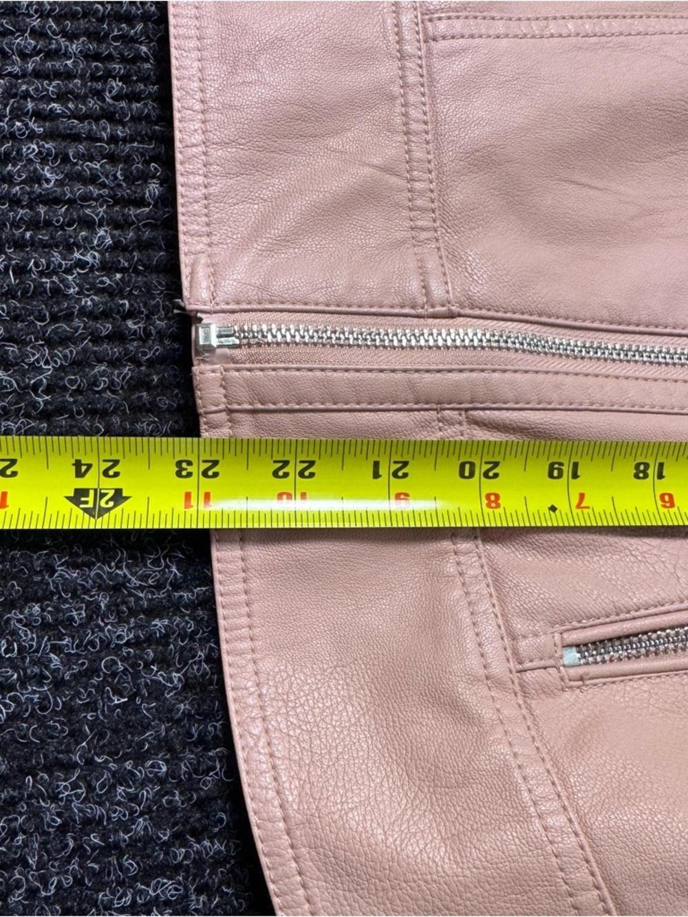GUESS Pink Moto Jacket Small Faux Leather Blush Biker Style Zip Up - Picture 10 of 10